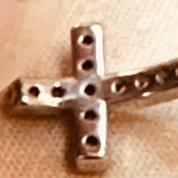 Silver Tone Heart & Cross Ring Open & Adjustable Vintage - Picture 8 of 12